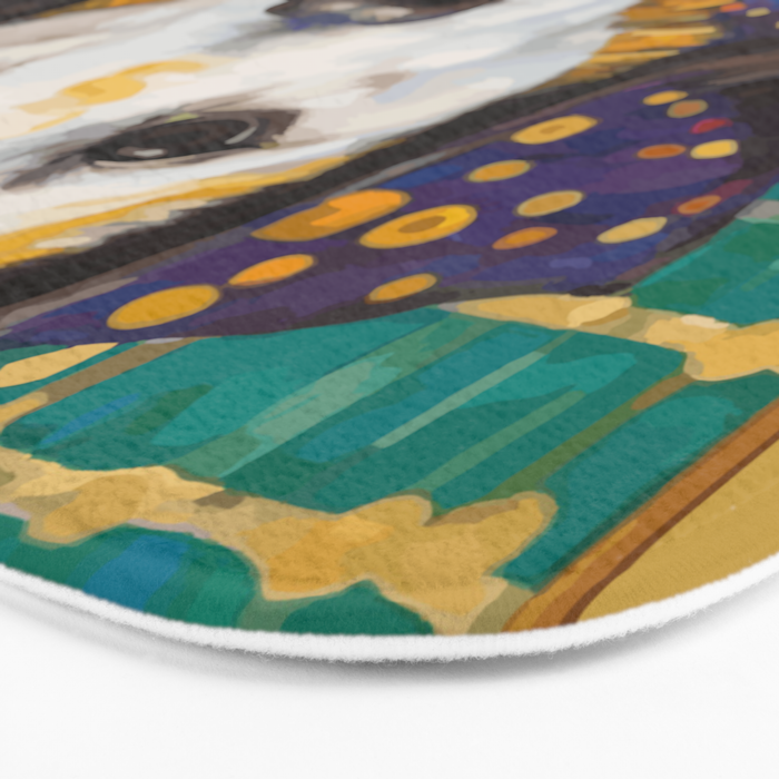 Gustav Klimt Style Dog with Colorful Scarf Bath Mat Gallery Image 3