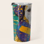 Gustav Klimt Style Dog with Colorful Scarf Travel Mug Gallery Image 3
