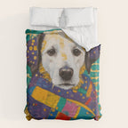 Gustav Klimt Style Dog with Colorful Scarf Duvet Cover Gallery Image 6