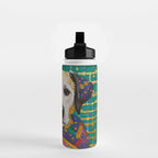 Gustav Klimt Style Dog with Colorful Scarf Water Bottle Gallery Image 2