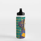 Gustav Klimt Style Dog with Colorful Scarf Water Bottle Gallery Image 3
