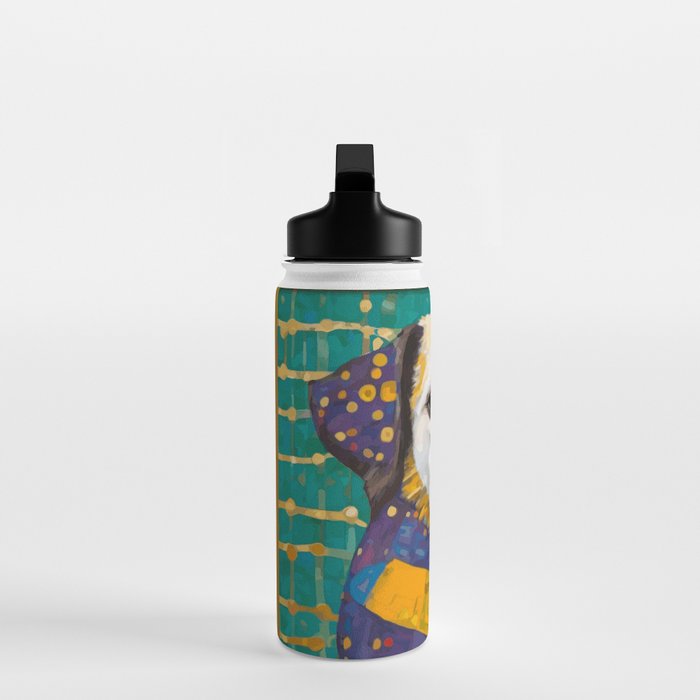 Gustav Klimt Style Dog with Colorful Scarf Water Bottle Gallery Image 3