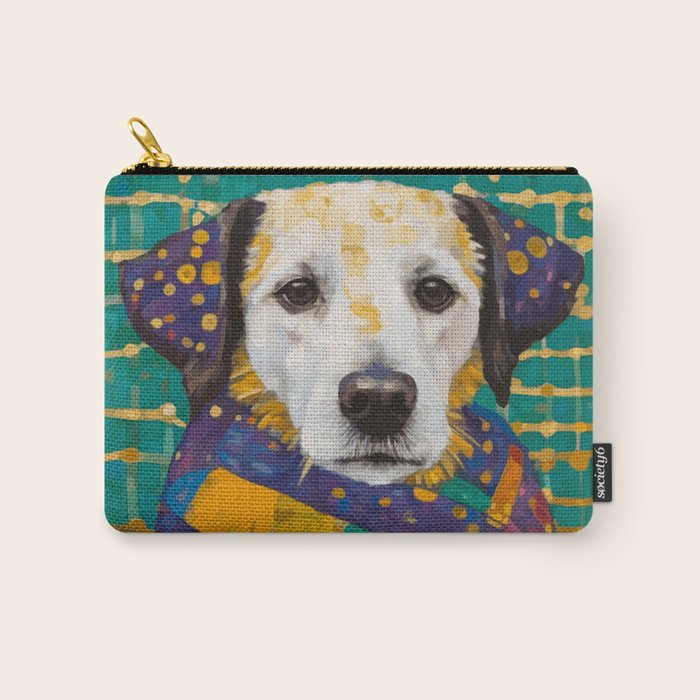 Gustav Klimt Style Dog with Colorful Scarf Carry All Pouch Gallery Image 1