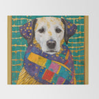 Gustav Klimt Style Dog with Colorful Scarf Throw Blanket Gallery Image 2