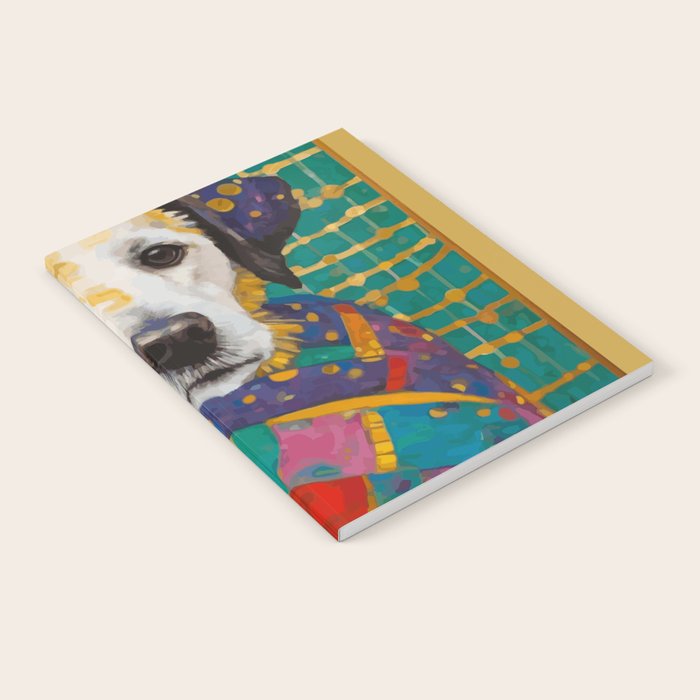 Gustav Klimt Style Dog with Colorful Scarf Notebook Gallery Image 1