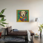 Gustav Klimt Style Dog with Colorful Scarf Wood Wall Art Gallery Image 2
