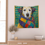 Gustav Klimt Style Dog with Colorful Scarf Wall Tapestry Gallery Image 2