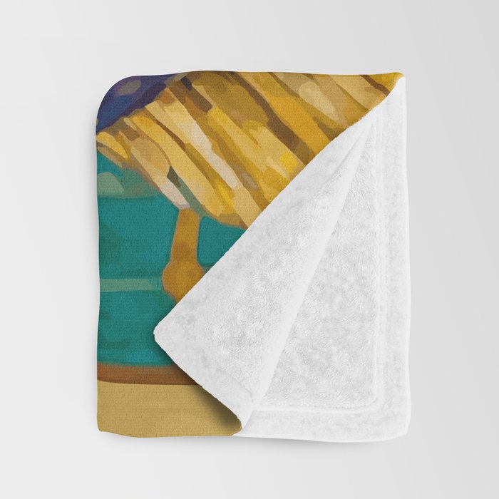 Gustav Klimt Style Dog with Colorful Scarf Throw Blanket Gallery Image 3