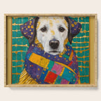 Gustav Klimt Style Dog with Colorful Scarf Serving Tray Gallery Image 1