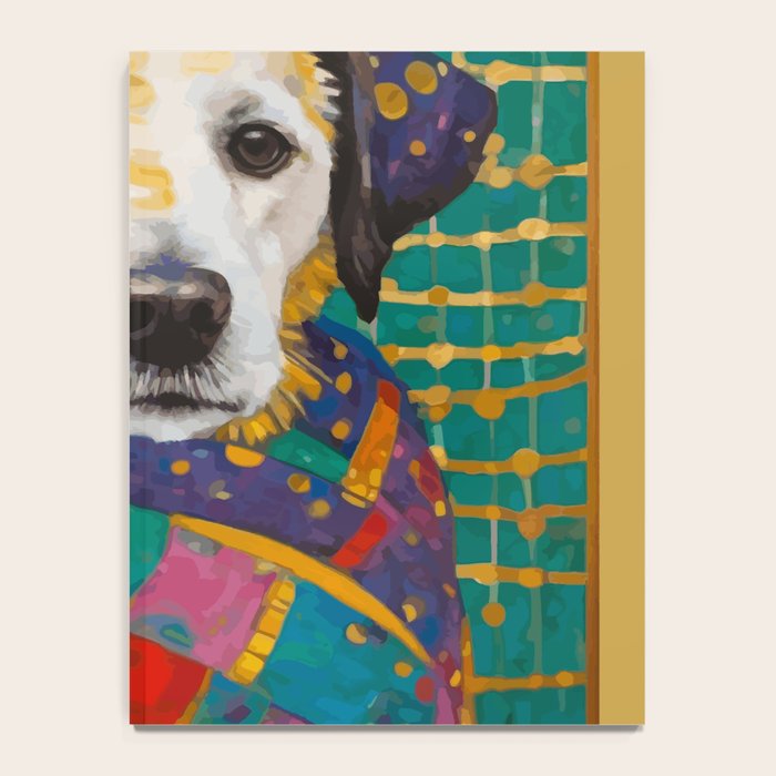 Gustav Klimt Style Dog with Colorful Scarf Notebook Gallery Image 4