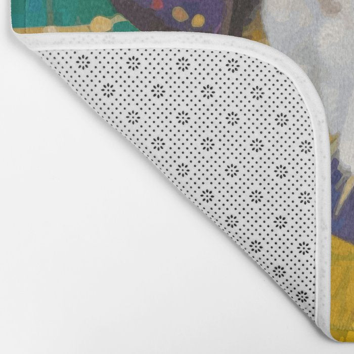 Gustav Klimt Style Dog with Colorful Scarf Bath Mat Gallery Image 2