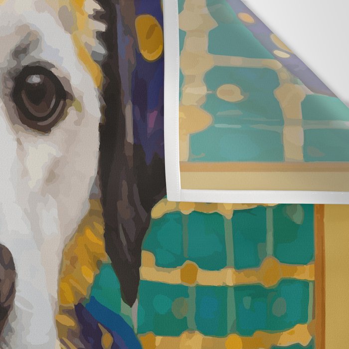 Gustav Klimt Style Dog with Colorful Scarf Wall Tapestry Gallery Image 3