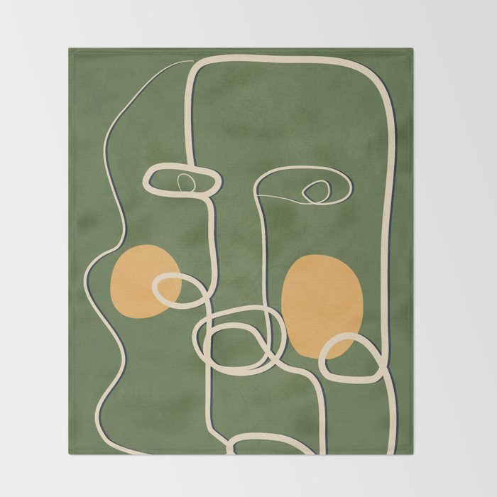 Abstract Face Line Art 06 Throw Blanket Gallery Image 2