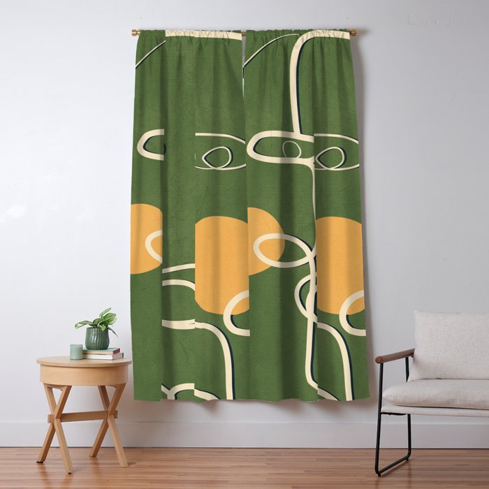 Abstract Face Line Art 06 Window Curtain Gallery Image 1