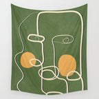 Abstract Face Line Art 06 Wall Tapestry Gallery Image 4
