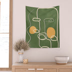 Abstract Face Line Art 06 Wall Tapestry Gallery Image 2