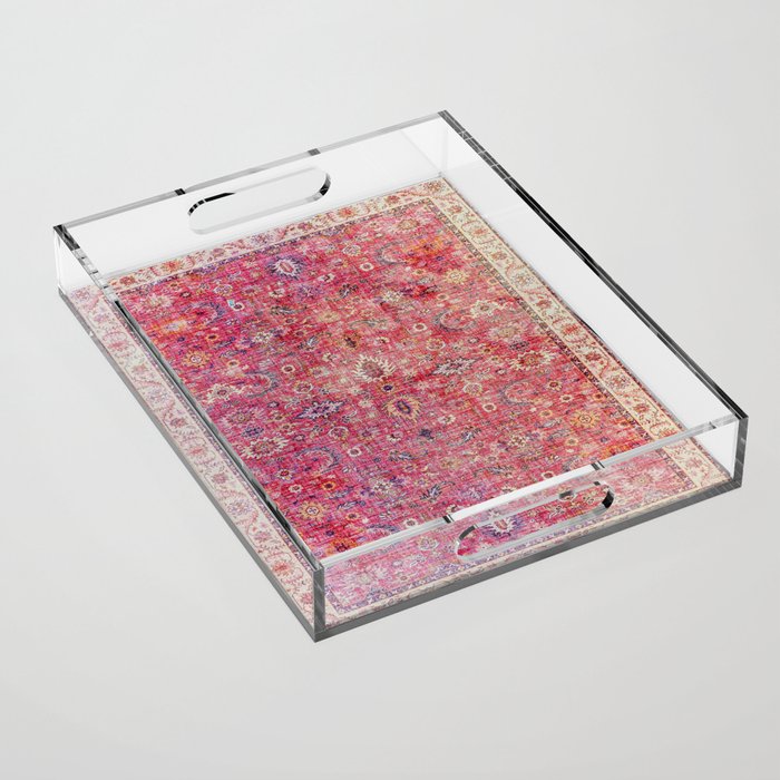 Pink Vintage Antique Oriental Traditional Moroccan Original Artwork Acrylic Tray Gallery Image 1