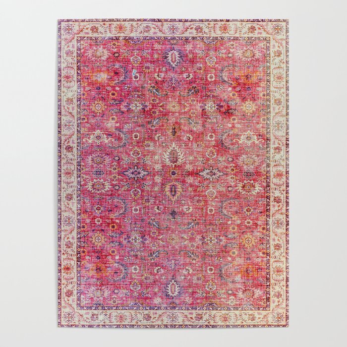 Pink Vintage Antique Oriental Traditional Moroccan Original Artwork Poster Gallery Image 4