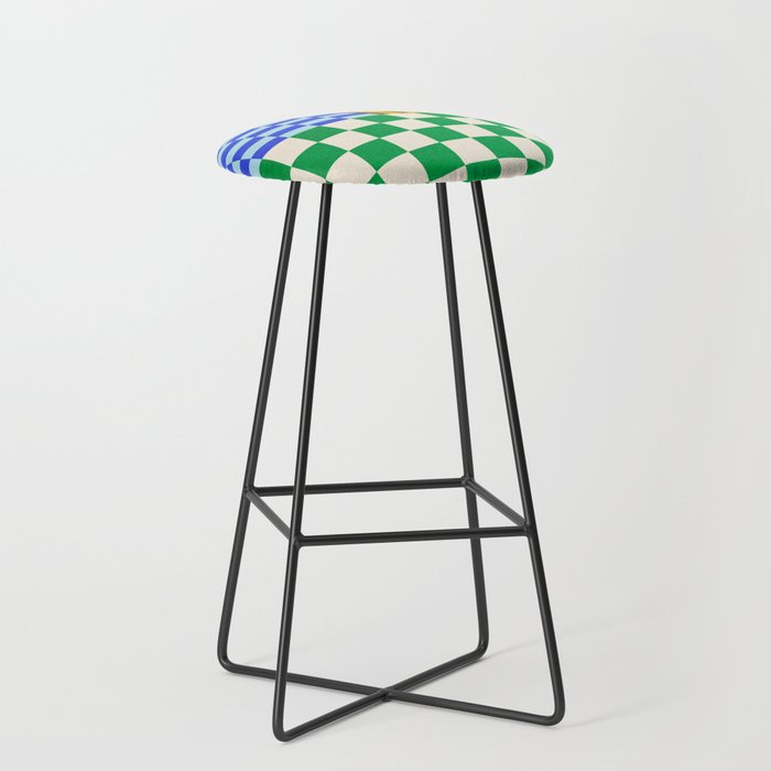 Retro Checkerboard Collage 02 Stool Gallery Image 1