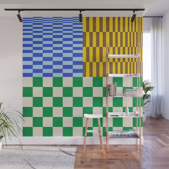 Retro Checkerboard Collage 02 Wall Mural Gallery Image 1