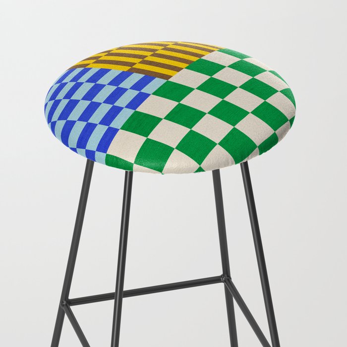 Retro Checkerboard Collage 02 Stool Gallery Image 2
