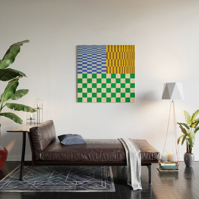 Retro Checkerboard Collage 02 Wood Wall Art Gallery Image 2