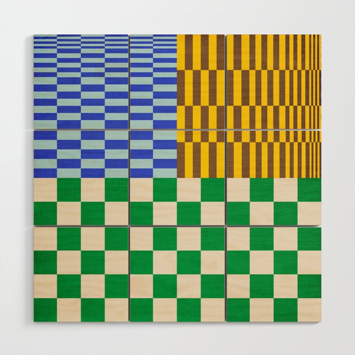 Retro Checkerboard Collage 02 Wood Wall Art Gallery Image 1