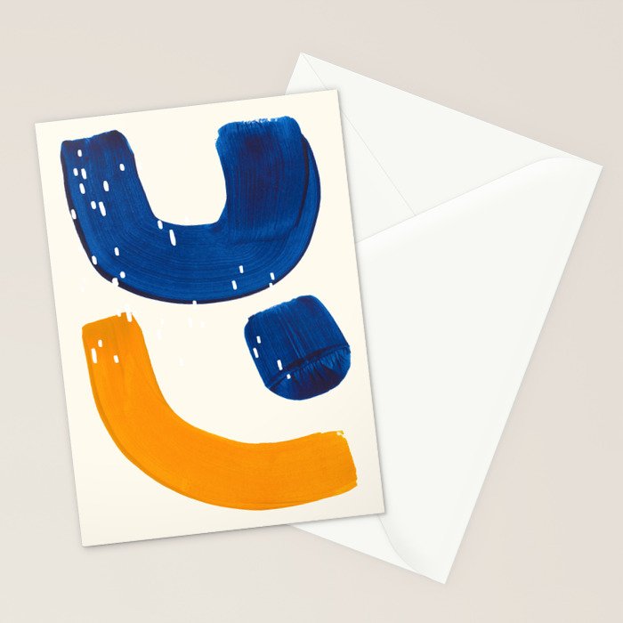 Minimalist Abstract Mid Century Modern Colorful Shape Yellow Blue Pattern Fun Art Stationery Card Gallery Image 2