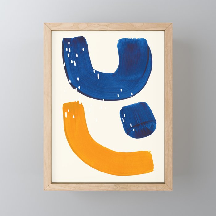Minimalist Abstract Mid Century Modern Colorful Shape Yellow Blue Pattern Fun Art Mini Art Print Gallery Image 1