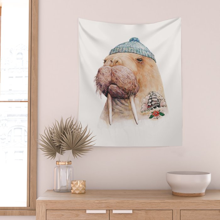 Tattooed Walrus Wall Tapestry Gallery Image 2