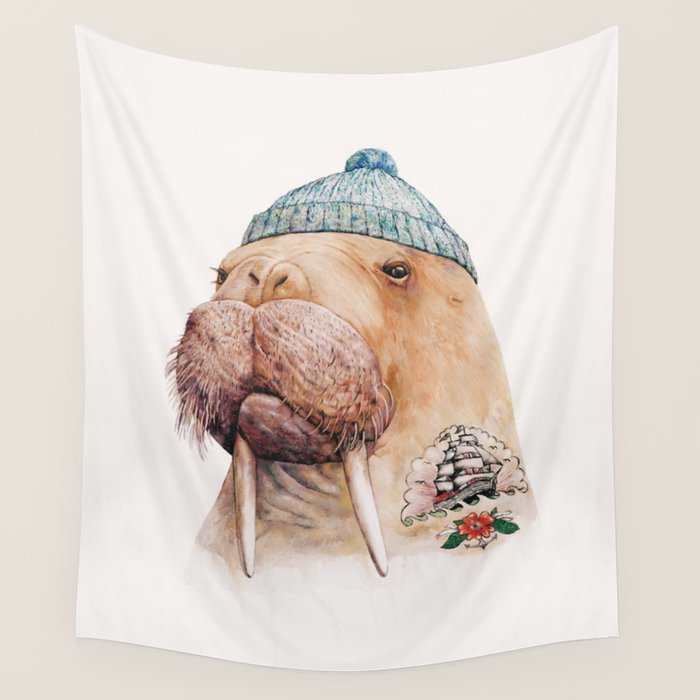 Tattooed Walrus Wall Tapestry Gallery Image 1