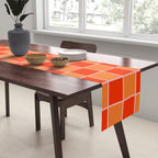 Checkered Grid Retro Contemporary Geometric Check Pattern in Orange Orange Pink Table Runner Gallery Image 2
