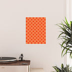 Checkered Grid Retro Contemporary Geometric Check Pattern in Orange Orange Pink Poster Gallery Image 2