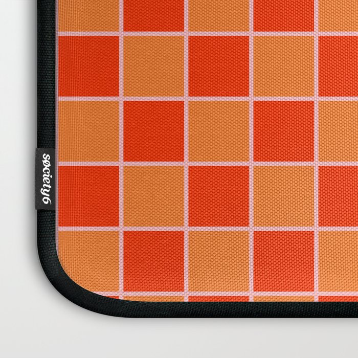 Checkered Grid Retro Contemporary Geometric Check Pattern in Orange Orange Pink Laptop Sleeve Gallery Image 3