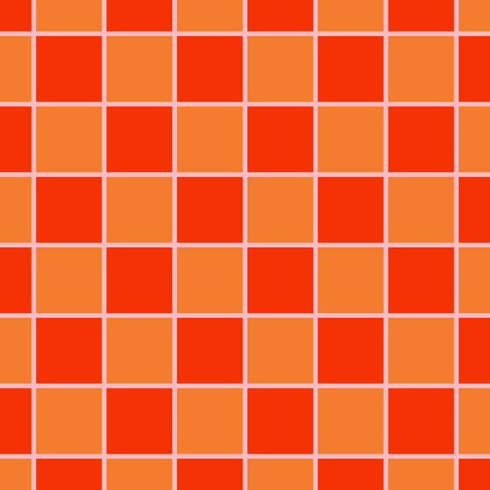 Checkered Grid Retro Contemporary Geometric Check Pattern in Orange Orange Pink Coffee Mug Gallery Image 2
