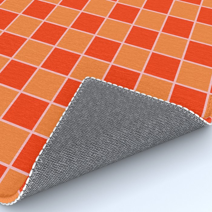 Checkered Grid Retro Contemporary Geometric Check Pattern in Orange Orange Pink Rug Gallery Image 4