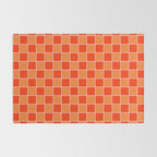 Checkered Grid Retro Contemporary Geometric Check Pattern in Orange Orange Pink Rug Gallery Image 2