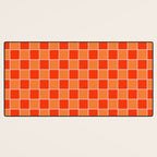 Checkered Grid Retro Contemporary Geometric Check Pattern in Orange Orange Pink Desk Mat Gallery Image 3