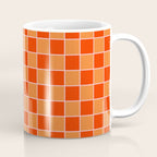 Checkered Grid Retro Contemporary Geometric Check Pattern in Orange Orange Pink Coffee Mug Gallery Image 1