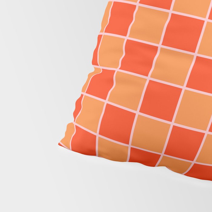 Checkered Grid Retro Contemporary Geometric Check Pattern in Orange Orange Pink Pillow Sham Gallery Image 4