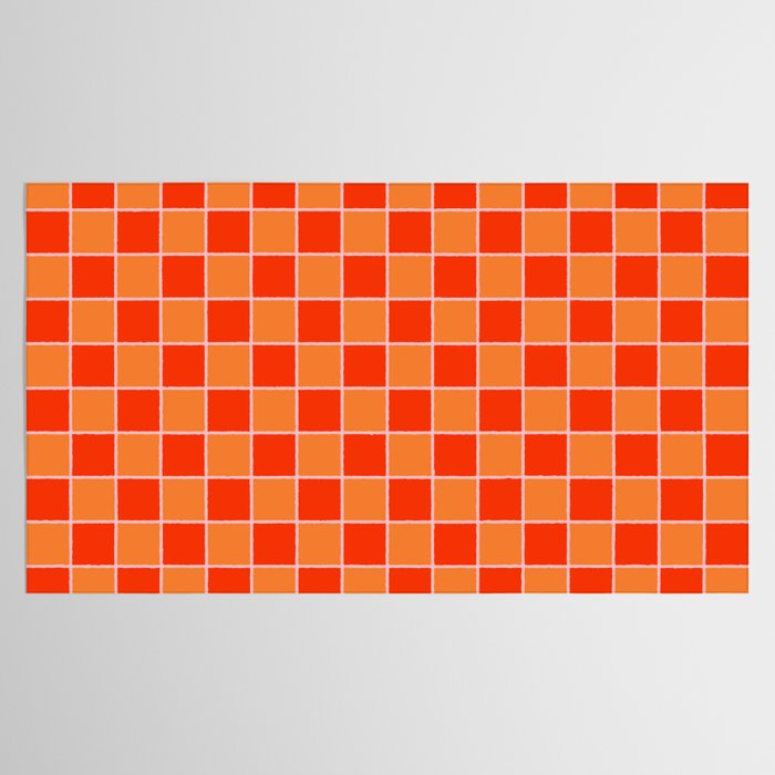 Checkered Grid Retro Contemporary Geometric Check Pattern in Orange Orange Pink Tablecloth Gallery Image 2