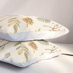 Christmas holiday botanical Pinecones and Holly Ecru Gold Pillow Sham Gallery Image 3
