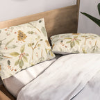 Christmas holiday botanical Pinecones and Holly Ecru Gold Pillow Sham Gallery Image 2