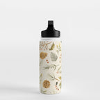 Christmas holiday botanical Pinecones and Holly Ecru Gold Water Bottle Gallery Image 3
