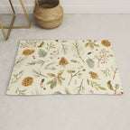 Christmas holiday botanical Pinecones and Holly Ecru Gold Rug Gallery Image 1