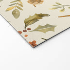 Christmas holiday botanical Pinecones and Holly Ecru Gold Welcome Mat Gallery Image 2