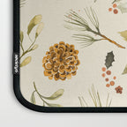 Christmas holiday botanical Pinecones and Holly Ecru Gold Laptop Sleeve Gallery Image 3