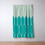 Minimalist Geometric Long Honeycomb Two-Toned Pattern in Turquoise Aqua Teal Window Curtain Gallery Image 3