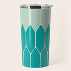 Minimalist Geometric Long Honeycomb Two-Toned Pattern in Turquoise Aqua Teal Travel Mug Gallery Image 1