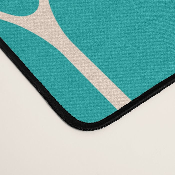 Minimalist Geometric Long Honeycomb Two-Toned Pattern in Turquoise Aqua Teal Desk Mat Gallery Image 4